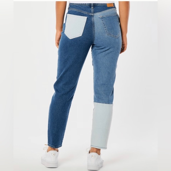 Hollister ULTRA HIGH-RISE PATCHWORK medium wash MOM JEANS size 00R W23/L27 new - Picture 3 of 6